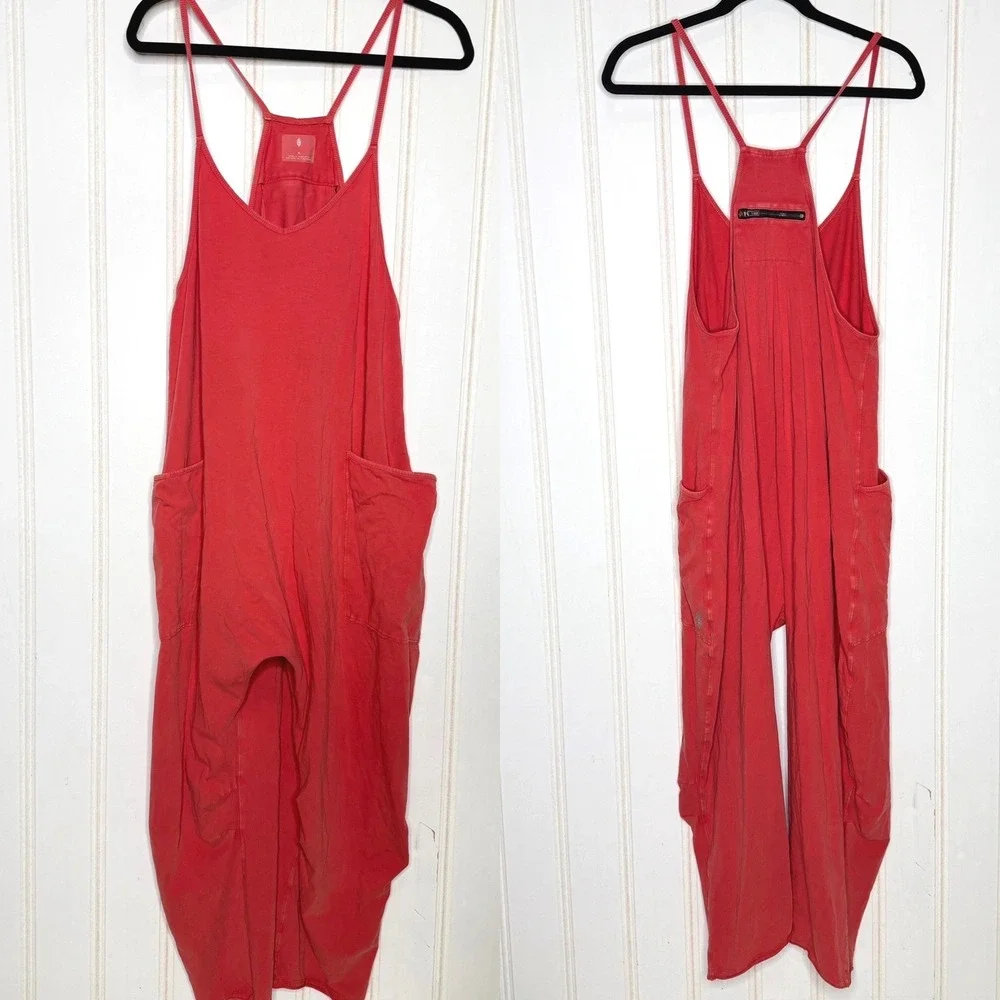 FP Movement Hot Shot Onesie Red Slouchy Oversized Jumpsuit Romper Womens Small